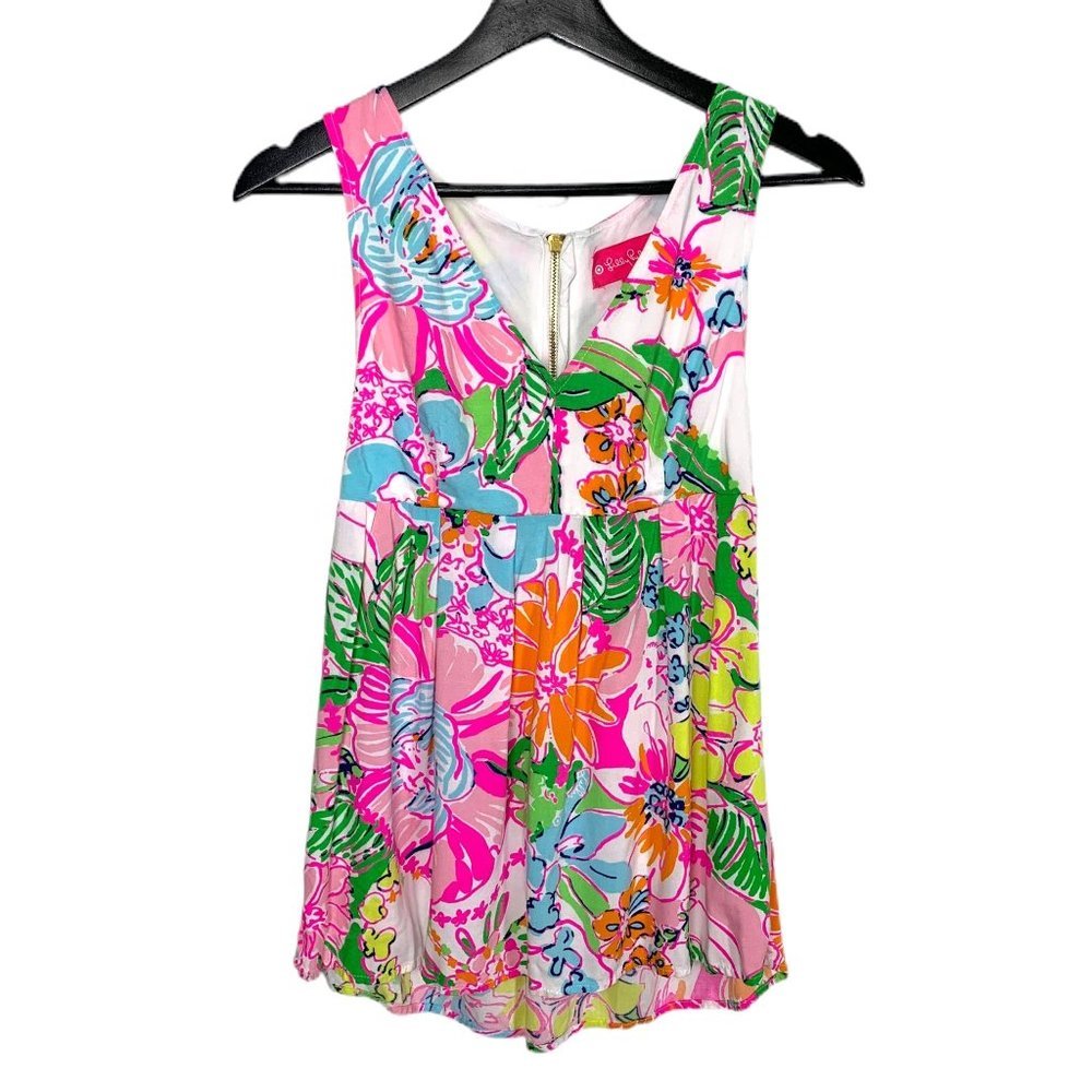 Lilly Pulitzer for Target Sleeveless Empire Yoke Floral Top XS - Picture 1 of 7